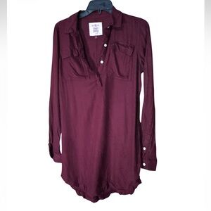 SO Sonoma Goods for Life Women's Burgundy Long Sleeve T-Shirt Dress - Size S
